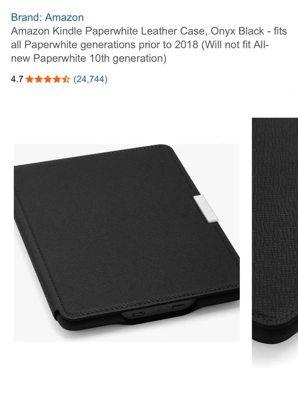 Amazon Kindle Paperwhite Leather Cover in Black with Magnetic Tab